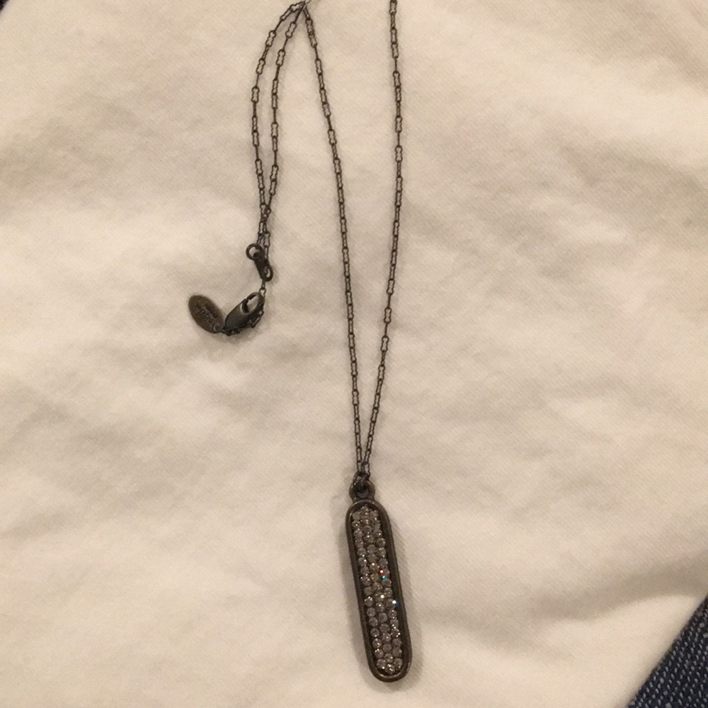 Pave skinny dogtag chain necklace